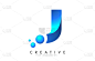 j letter logo design with 3d and ribbon effect
