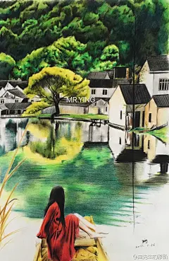 彩铅 风景 手绘 插画