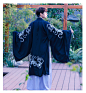 2018秋季新款改良正规日常汉服大氅长袍男传统绣花交领上衣大袖衫-淘宝网