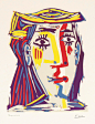 Pablo Picasso-Femme Au Chapeau (Portrait De Jacqueline Au Chapeau De Paille Multicolore) (B. 1074; Ba. 1283), 1962