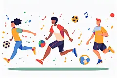 时尚全民健身趣味运动会插画