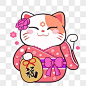 日本粉色和服招財貓, 日本, 招財貓, 和服素材圖案，PSD和PNG圖片免費下載