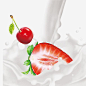 草莓牛奶樱桃高清素材 半边草莓 可爱樱桃 小樱桃 樱桃 水果 牛奶 红樱桃 元素 免抠png 设计图片 免费下载 页面网页 平面电商 创意素材