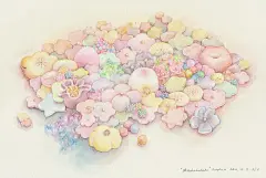 #插画大师# 松村真依子2016年个人展，一个小女孩与爷爷来到了奇妙的点心世界。#创意儿童画# #创意画# ​