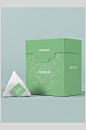 时尚绿色三角茶叶品牌VI设计包装样机-众图网
