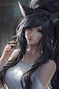 #英雄联盟# #阿狸# Beautiful fox girl Ahri【Artist: ChubyMi】O网页链接 ​​​​