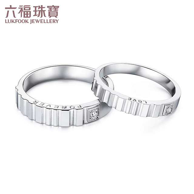 六福珠宝爱恒久系列18K金钻戒情侣对戒男...
