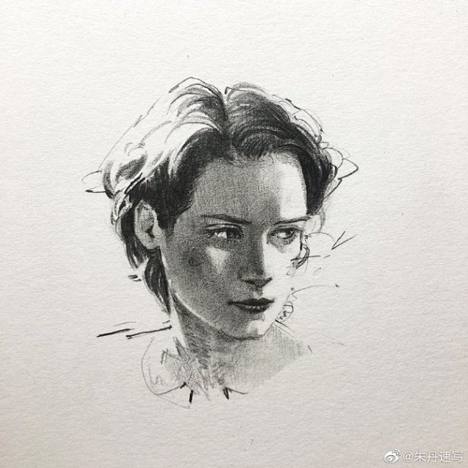 自由飘逸的人物头像速写速涂78出自作者kimbeomsoo