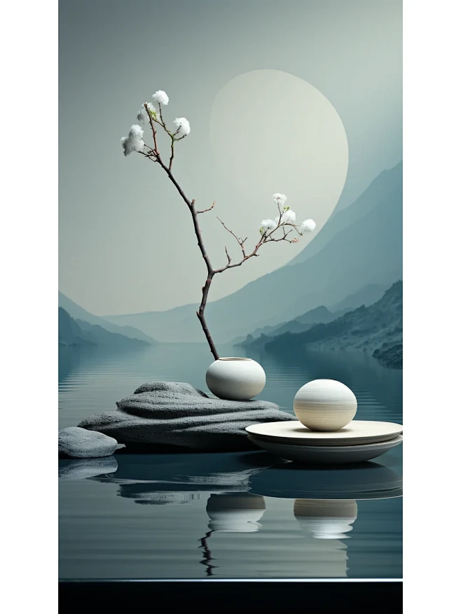 ai绘画作品《禅意》附带咒语-花瓣网