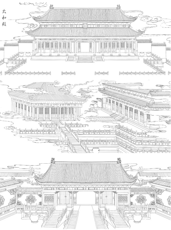 【故宫淘宝】可以填色的紫禁城建筑线稿和纸...