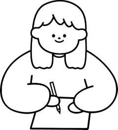 可爱黑白少女和猫手绘贴纸女孩