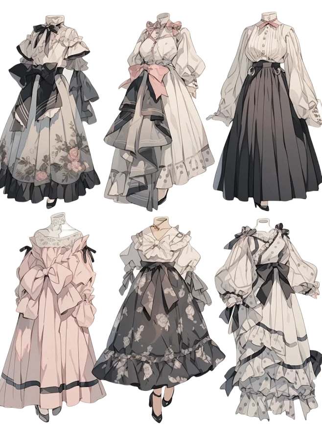 连衣裙｜oc穿搭礼服服设手帐插画素材38弹-花瓣网