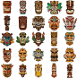 a95910cb5c45ffd410b6455c4491ea9b_colorful-tiki-head-design-set-vector-id627522396