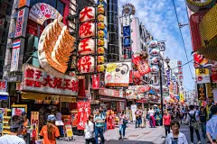 道顿堀,大阪府,旅行者,拥挤的,居住区,夜生活,大板南波站,霓虹色,当地著名景点,忙碌