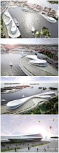 筑龙网建筑师圈：赫尔辛基南港规划，Macyauski Research & Design设计。新设计的码头客运楼被构思成一种流畅而原始的形态。博物馆、游客服务中心、集市都得到了重新设计以适应周围的环境，同时也与客运楼的设计风格相符。场地规模庞大，不但让使用者体会到了项目的宏伟壮观，还能沿着4000米长的跑道慢跑或者骑自行车