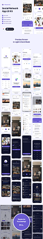 #APP模板#
社交网络发表博文列表评论聊天私信直播app ui源文件fig模板