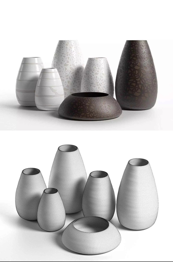 高质量瓷器花瓶3D模型c4d模型套装下载...
