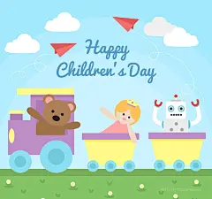 创意儿童节玩具火车矢量素材