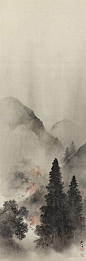 搜盘君soupanjun.com Autumn Landscape by Okutani Shuseki (1871－1936). Japanese Hanging Scroll Painting.: 