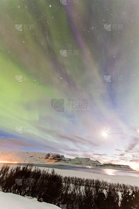北极光,冰岛国,冬天,背景,接力赛,风景,垂直画幅,水,天空,美