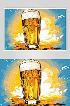 AI数字艺术卡通啤酒酒水插画