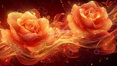 闪耀金橙玫瑰火焰纹理