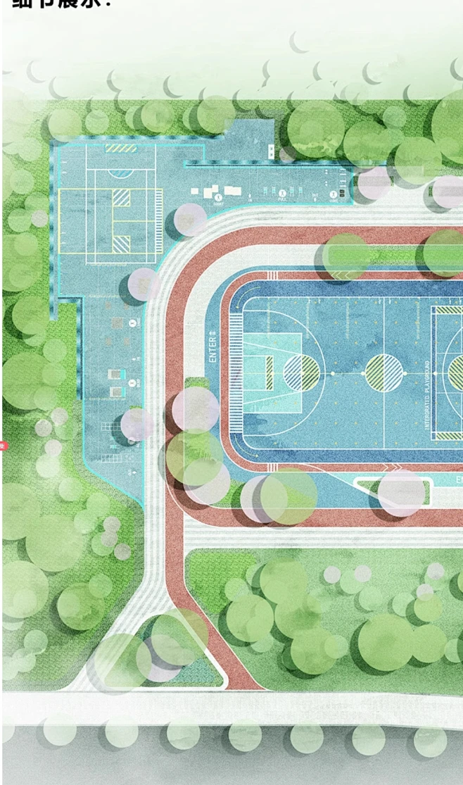 2025小清新公园彩平图PS素材竞赛风街角口袋公园景观彩平图PS素材-花瓣网