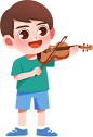 少儿兴趣班扁平人物插画-拉小提琴的男孩