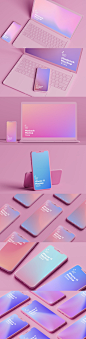 粉色IPhone和MacBook抽象样机下载（PSD） 
