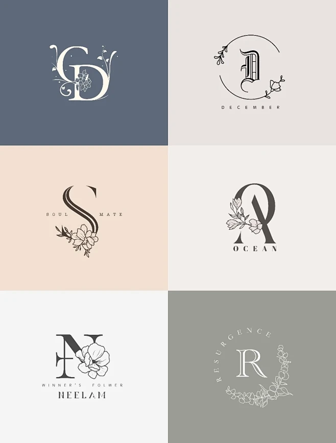 原创｜字母&花卉品牌logo设计