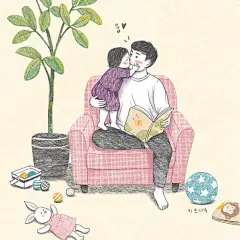 超暖心的父女插画，爸爸永远是女儿最有力的保护伞 ins：talltree_mani