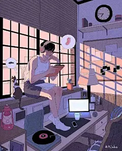 【韩国插画家Myeong-Minho插画作品欣赏】 —— 当Minho还是一个人的时候，梦想着成为一名插画师，他每天晚上都坚持练速写。