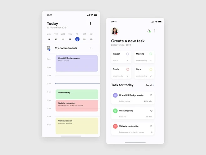 Task - Calendar profile interface calendar app clean mobile todo list ...