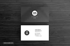 黑白色简易企业名片模板Corporate Business Card Template 设计模板 