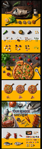 美食餐饮行业视觉摆件分层素材 蔬菜高精 披萨 VI 小龙虾 鱼 海鲜 