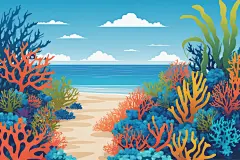 海洋生物小鱼珊瑚海水小鱼海洋插画图片