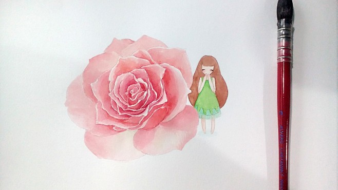 粉色玫瑰。——Ting   #插画# #...