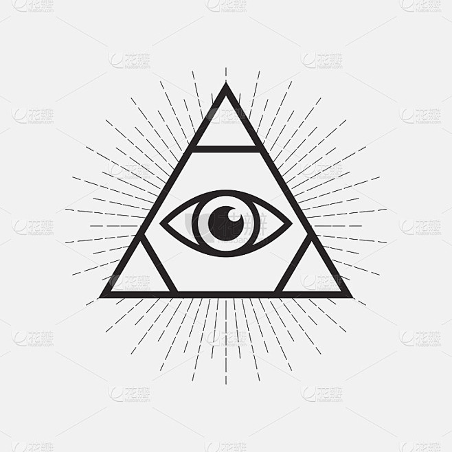 所有的眼睛符号，三角形和射线