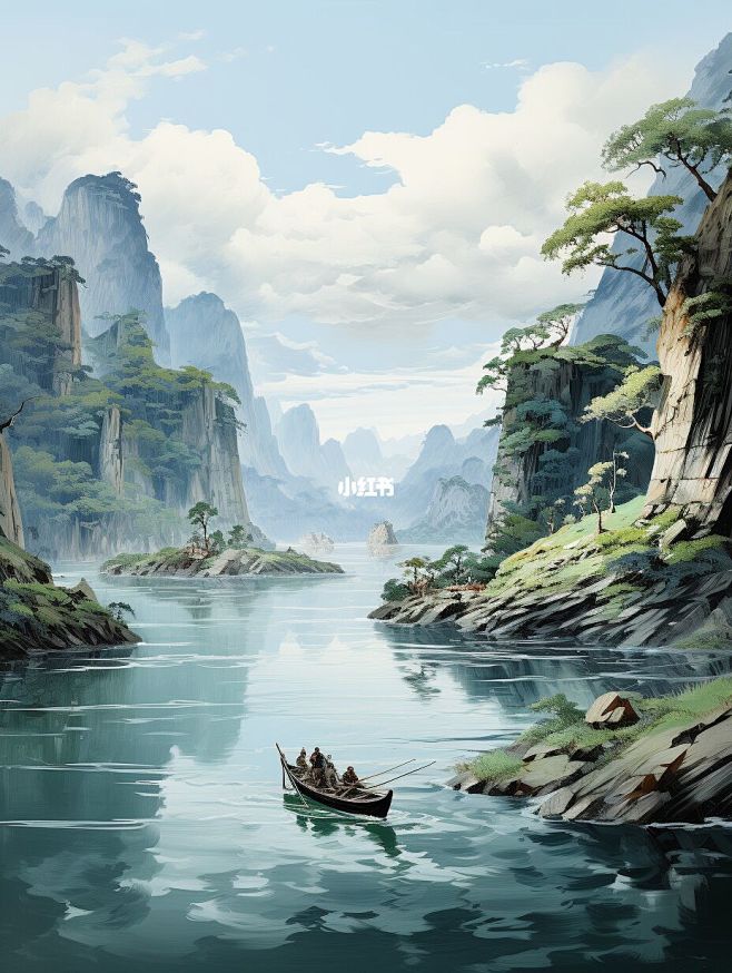AI | 绘画 中国风山水画海报！！