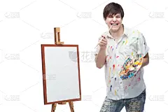 幸福,画架,壁纸刷,调色板,水平画幅,美人,白人,仅成年人,青年人,白色