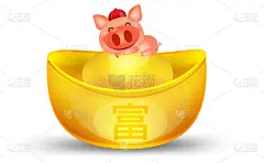 猪,2019,春节,卡通,可爱的,传统,传统节日,动物,艺术品