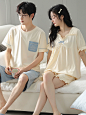 情侣睡衣夏季纯棉短袖时尚简约高级感宽松2024新款男女家居服夏天-tmall.com天猫