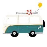 旅游出行大巴汽车交通工具清新手绘风动态贴纸