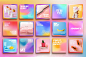 时尚渐变背景新媒体电商海报设计模板素材 Color Instagram Store