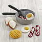 Felt Breakfast Food Set : Shop Felt Breakfast Food Set.  If the first meal of the day is always your favorite, then our Felt Breakfast Food Set has everything you crave.  This 10 piece set includes a pan, spatula and an assortment of tasty early bird favo