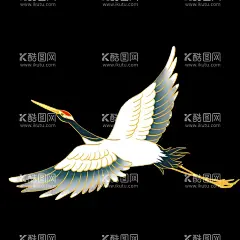 仙鹤  - 源文件下载【酷图网】国潮,中国风,仙鹤,动物,国风,卡通,手绘,鹤,水墨插图