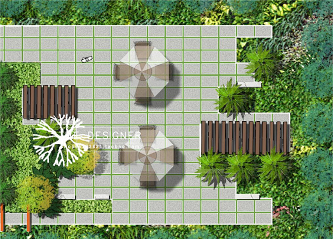p2彩平素材园林景观设计屋顶花园地被植物庭院廊架psd高清淘宝网