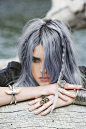 grunge silver blue hair and plaits