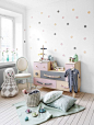 Pastel Colour rose grey mint dots on the wall and beautiful Ikea hack