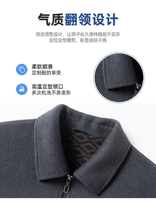 领口详情，翻领设计，详情页，男装，夹克，...